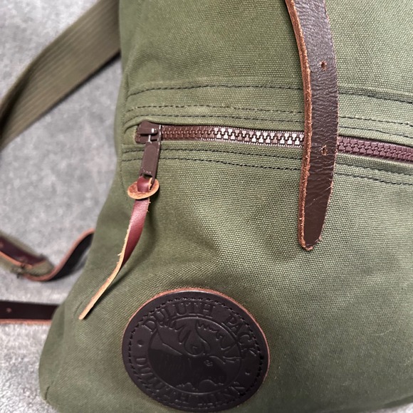 Duluth Pack Roll-Top Backpack Green Canvas Leather Trim Heavy Duty Made USA - Picture 5 of 16